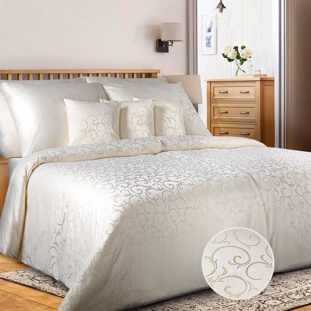 Damask bedding set Isabella cream 100% cotton 600 TC