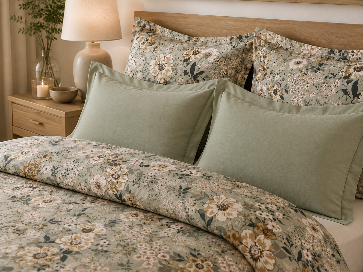 NEW! Bed linen set English Rose 100% mercerized cotton satin 300 TC easy-iron