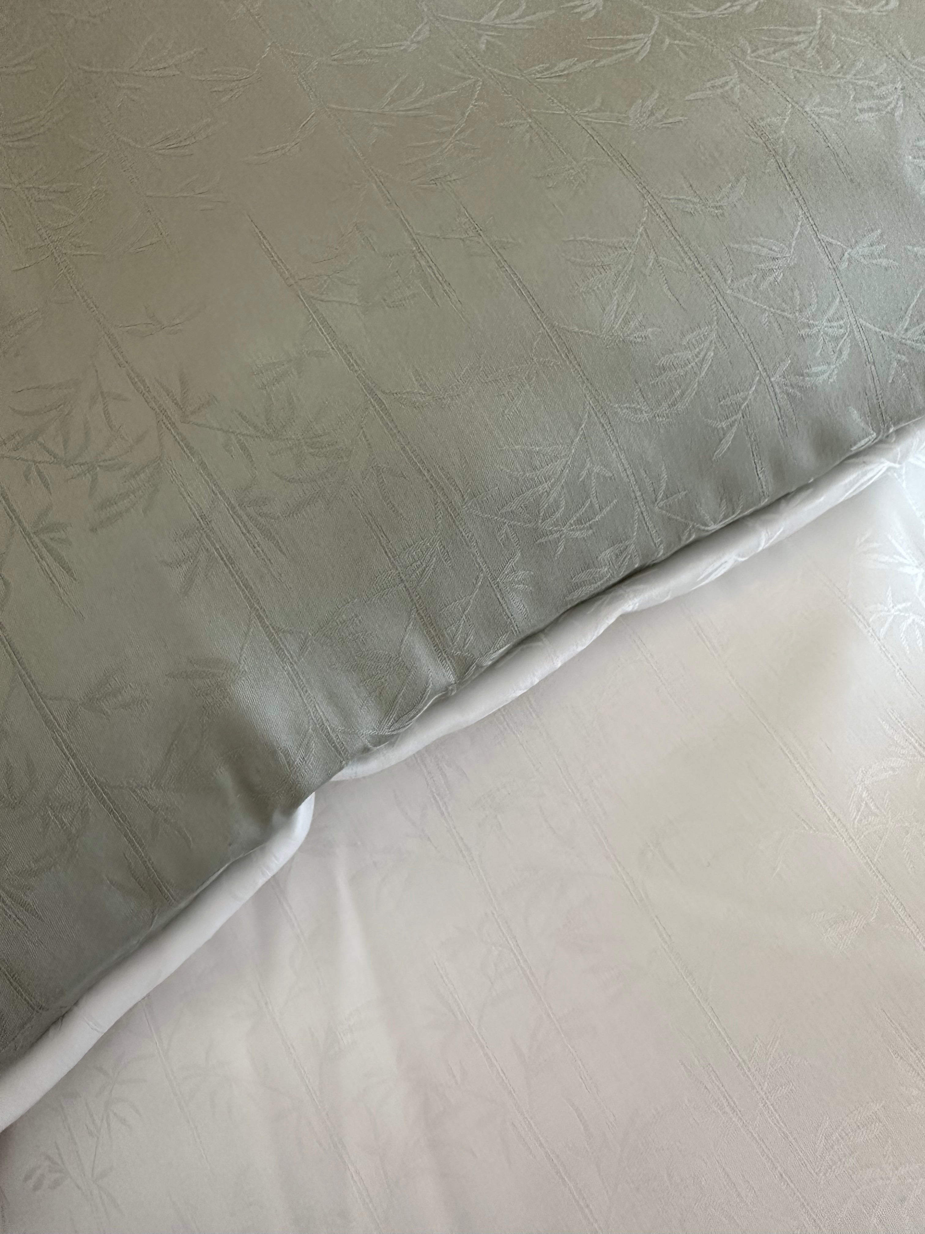 Damast go-green Bettwäsche Set Bamboo White/Green 50% Baumwolle 50% Lyocell bügelleicht