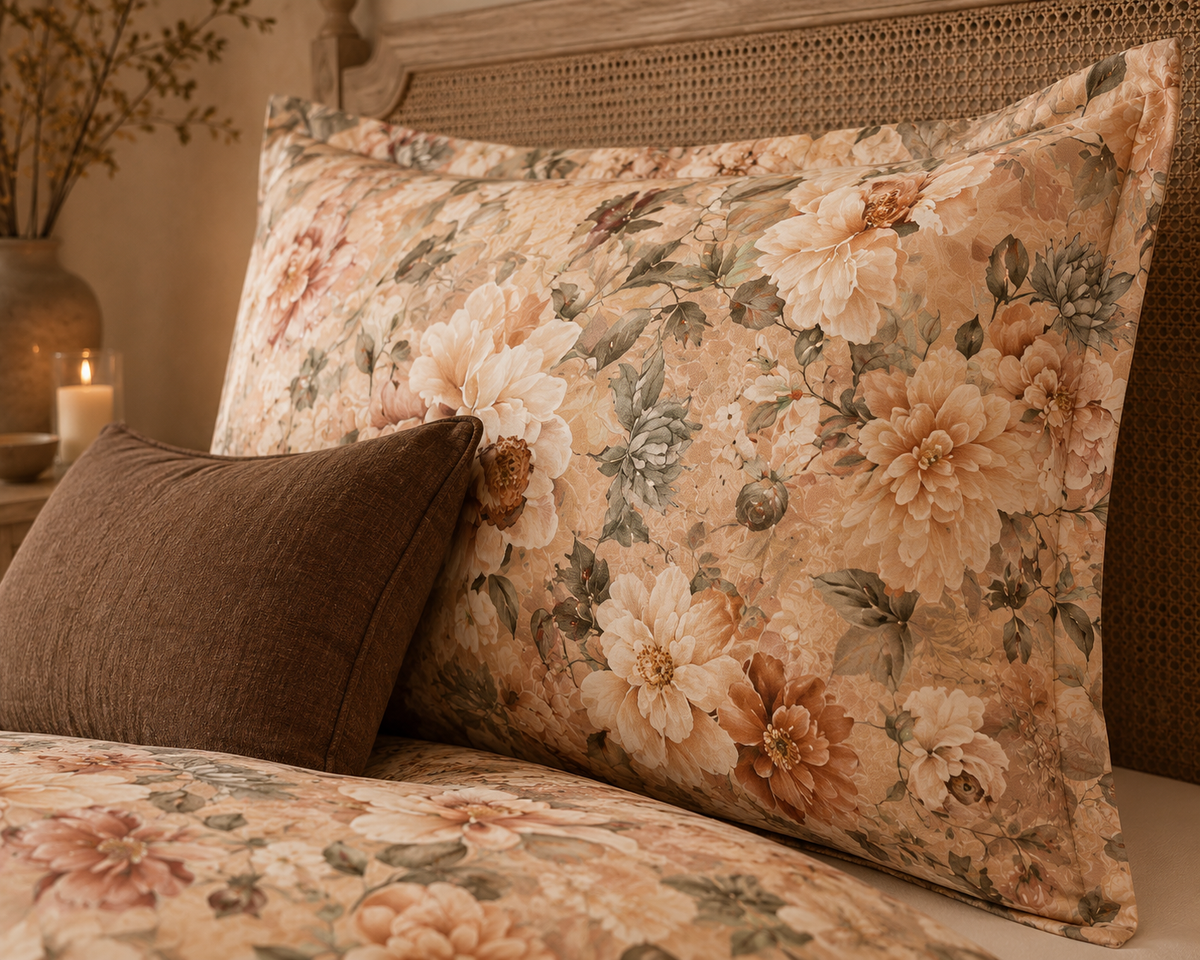 NEW! Bed linen set English Rose 100% mercerized cotton satin 300 TC easy-iron