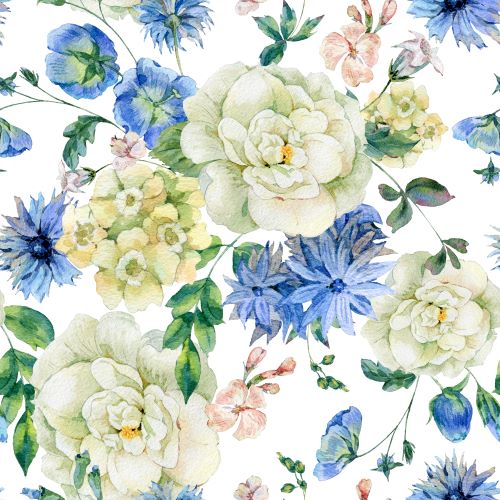 Meterware – 100 % Baumwolle Satin, floral (300 TC)