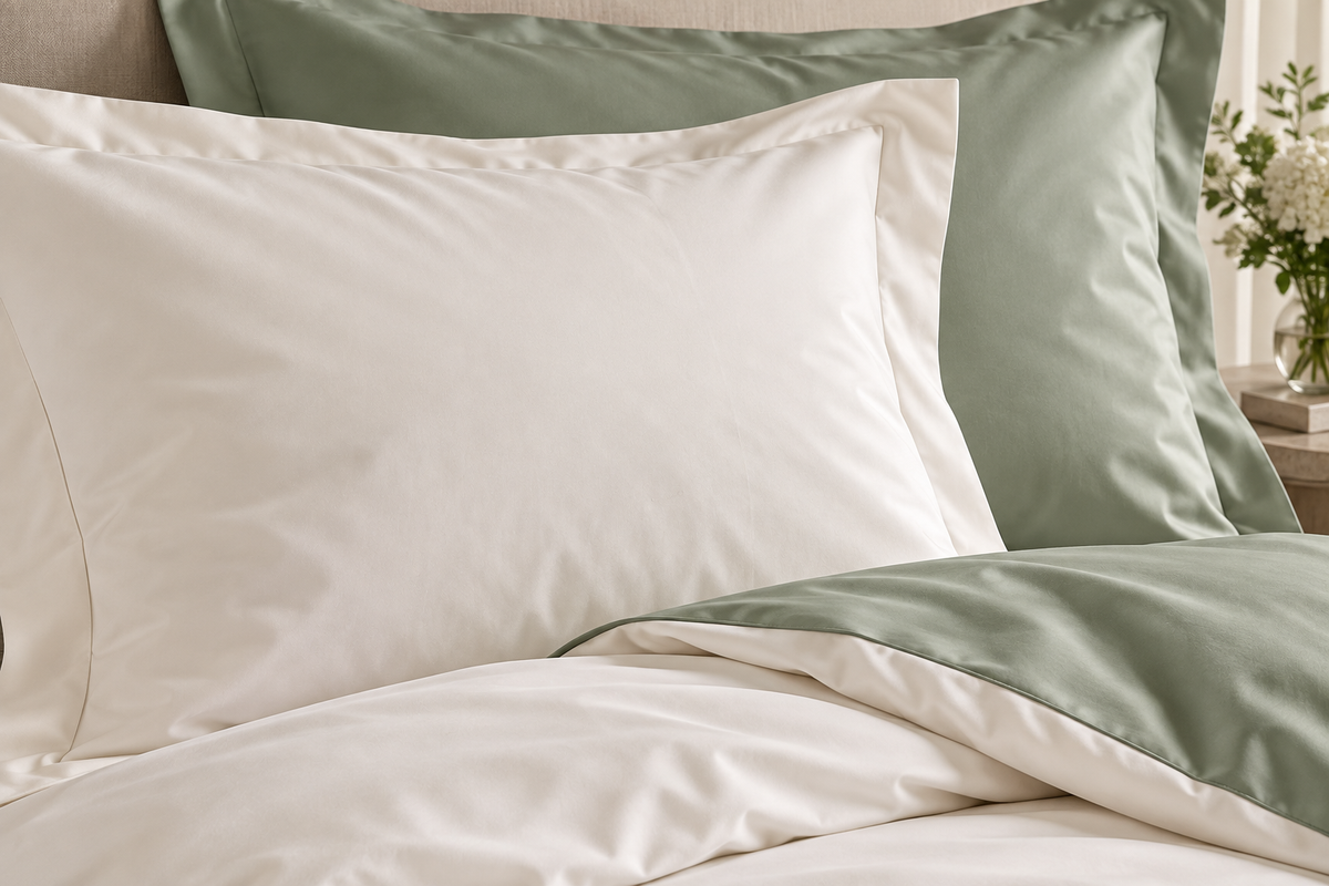 NEU! Bettwäsche Set Twist White/Salvia 100% mercerisierte Baumwolle Satin 300 TC
