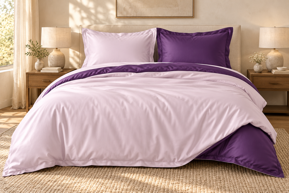NEU! Bettwäsche Set Twist Purple/Lavendel 100% mercerisierte Baumwolle Satin 300 TC