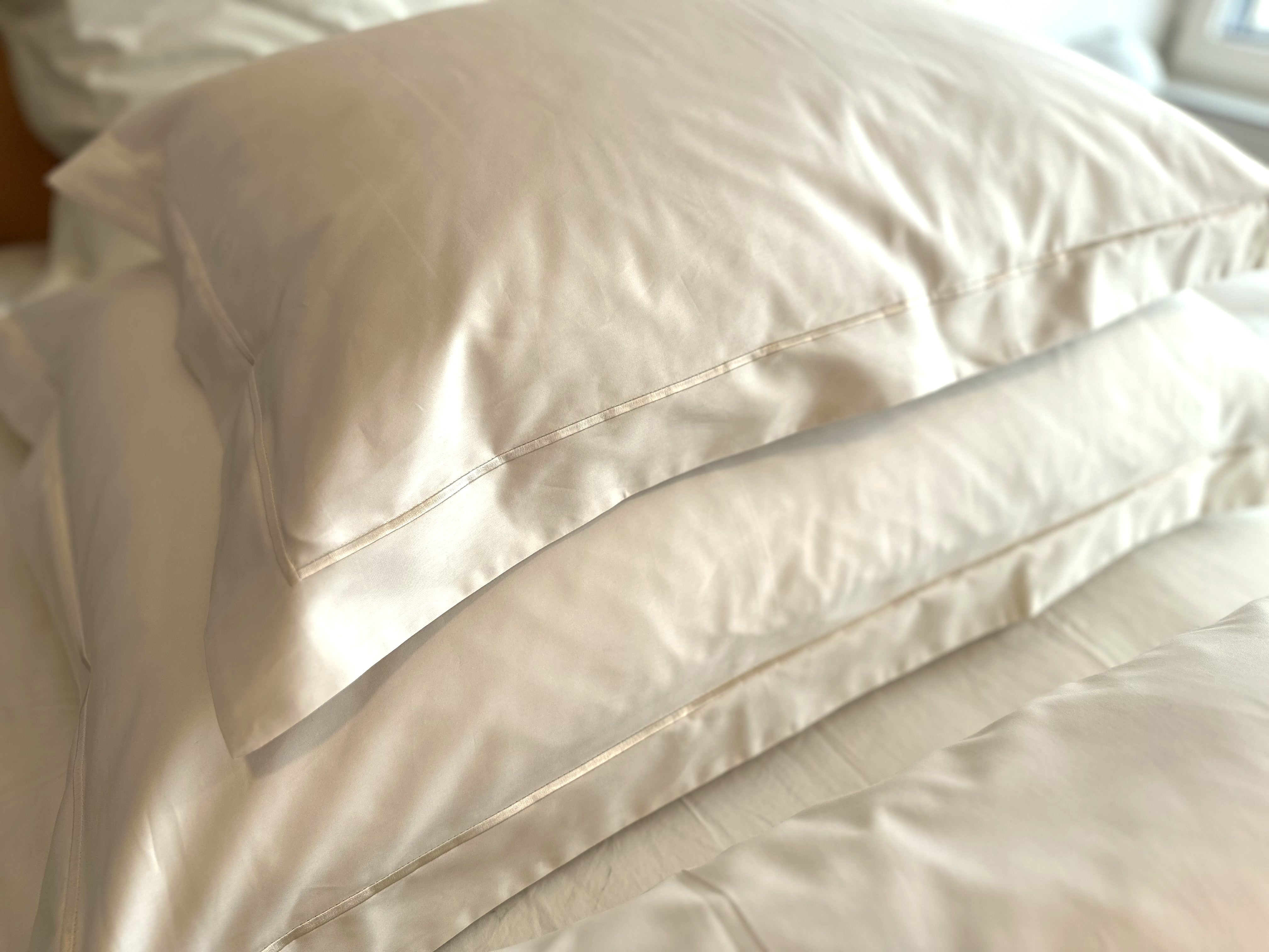 Bettwäsche Set Uni Champagne 100% mercerisierte Baumwolle Satin 300 TC bügelleicht