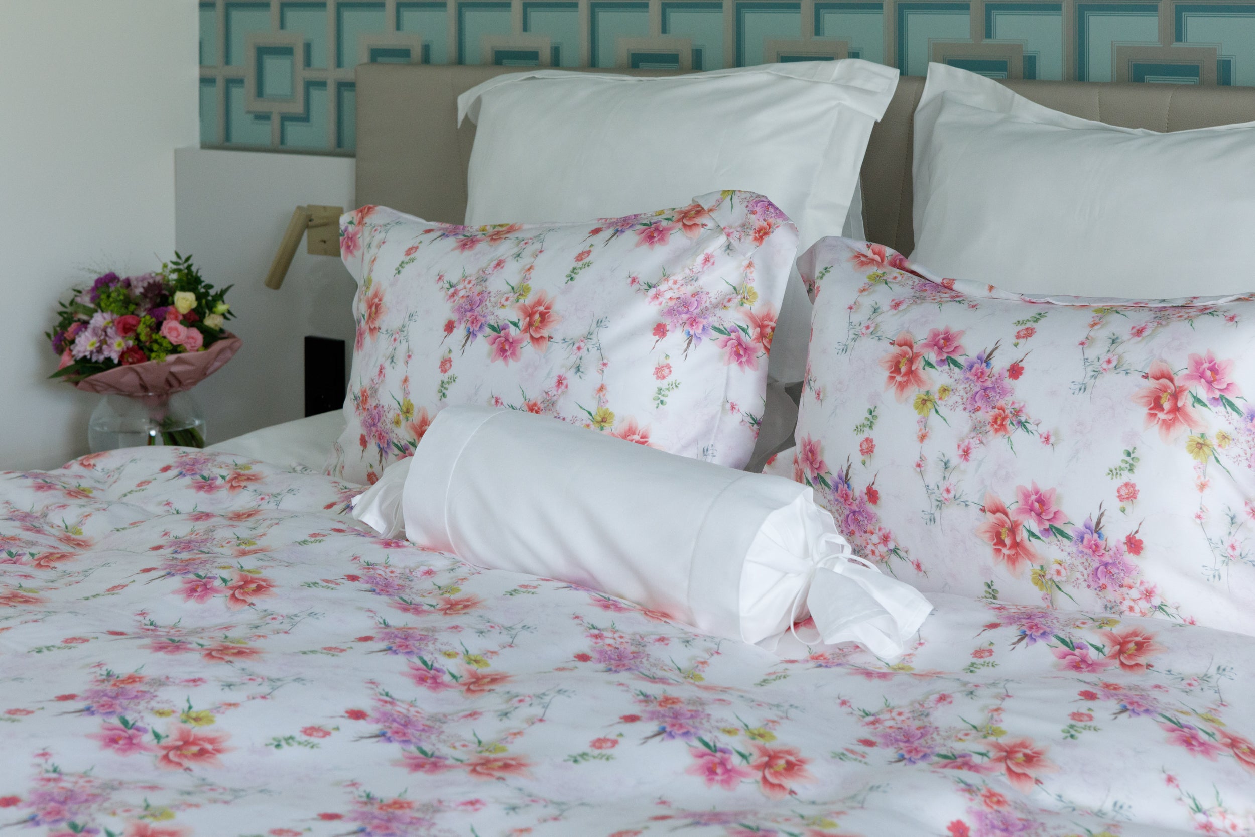 Bettwäsche Set Monet White 100% Lyocell Satin 300 TC bügelleicht