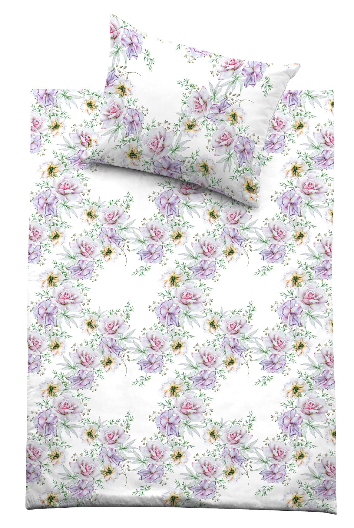 Bettwäsche Set White Rose 100% mercerisierte Baumwolle Satin 300 TC bügelleicht