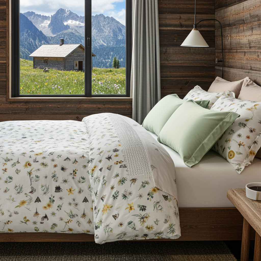 Edelweiss bedding set, 100% cotton sateen, 300 TC, easy care