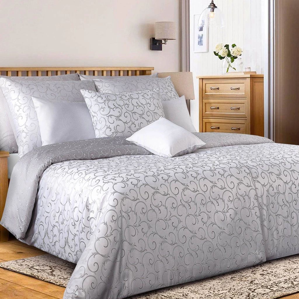Damast Bettwäsche Set Aurelia White 100% Baumwolle 600 TC