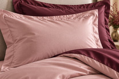 NEU! Bettwäsche Set Twist Burgund/Rosenquarz 100% mercerisierte Baumwolle Satin 300 TC