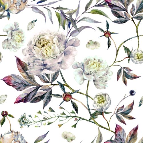 Meterware – 100 % Baumwolle Satin, floral (300 TC)