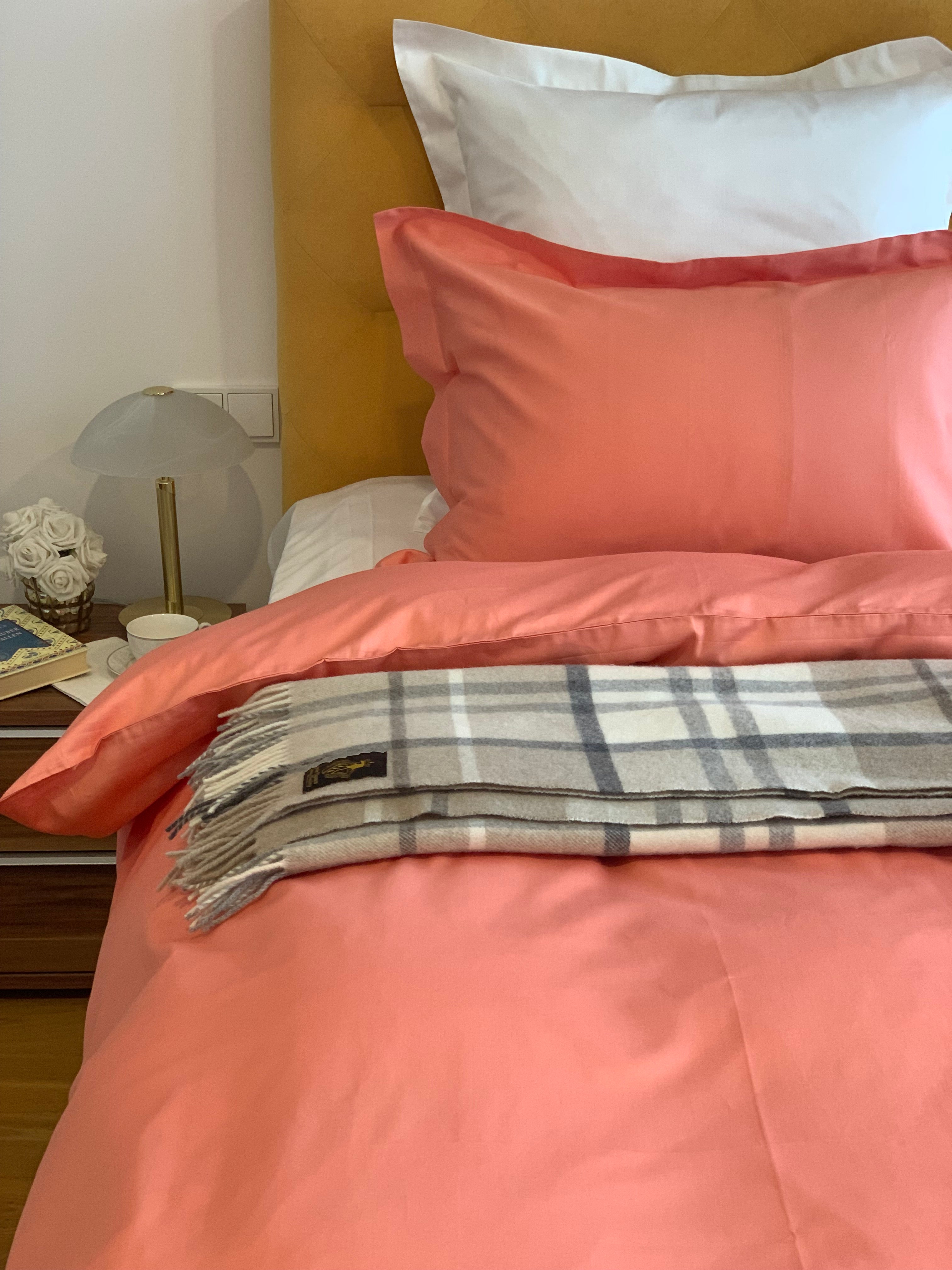 Bettwäsche Set Coral Uni 100% mercerisierte Baumwolle Satin 300 TC bügelleicht