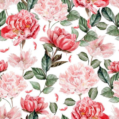 Meterware – 100 % Baumwolle Satin, floral (300 TC)