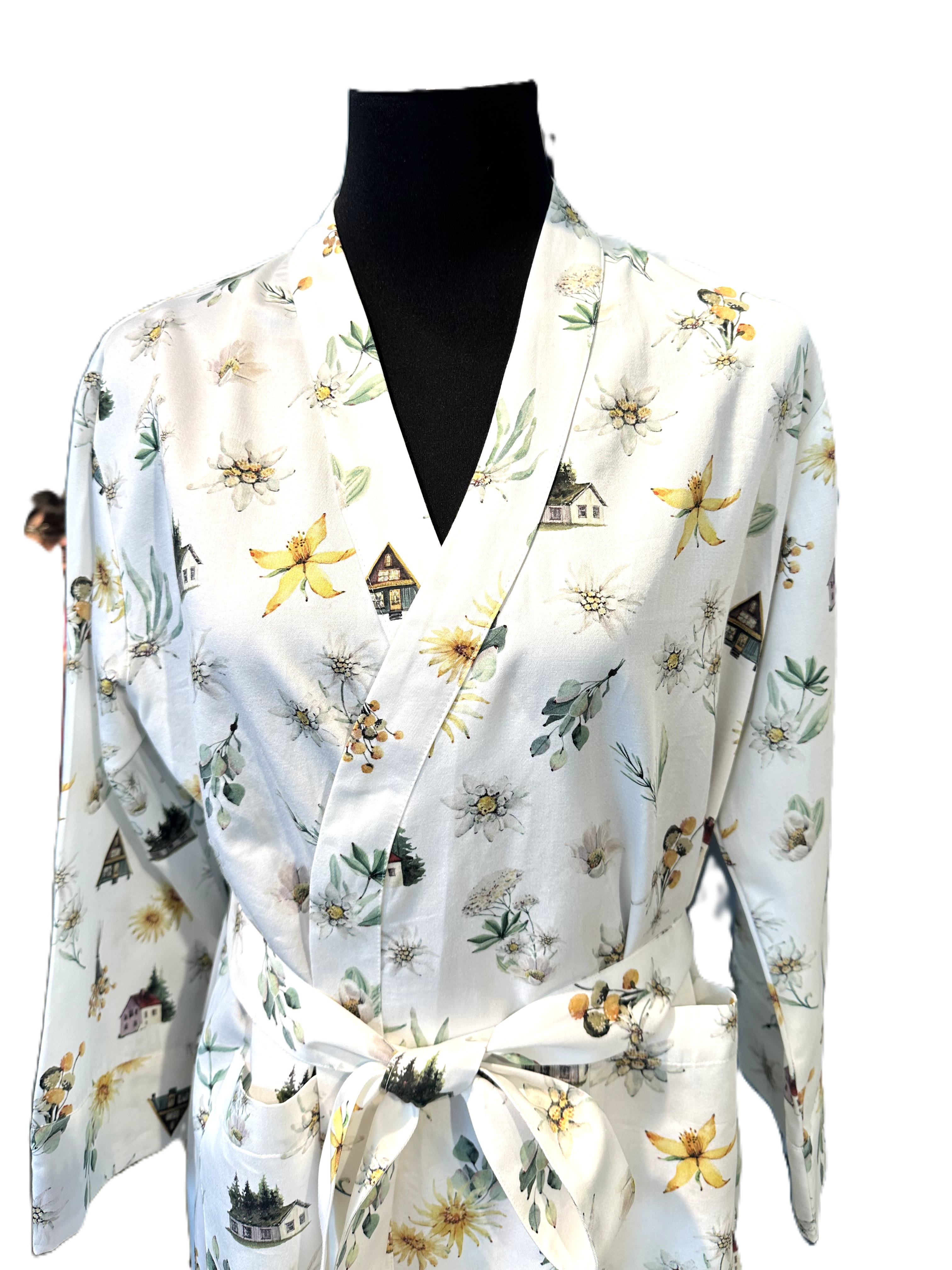NEU! Satin Kimono Edelweiss 100% mercerisierte Baumwolle Satin 300 TC