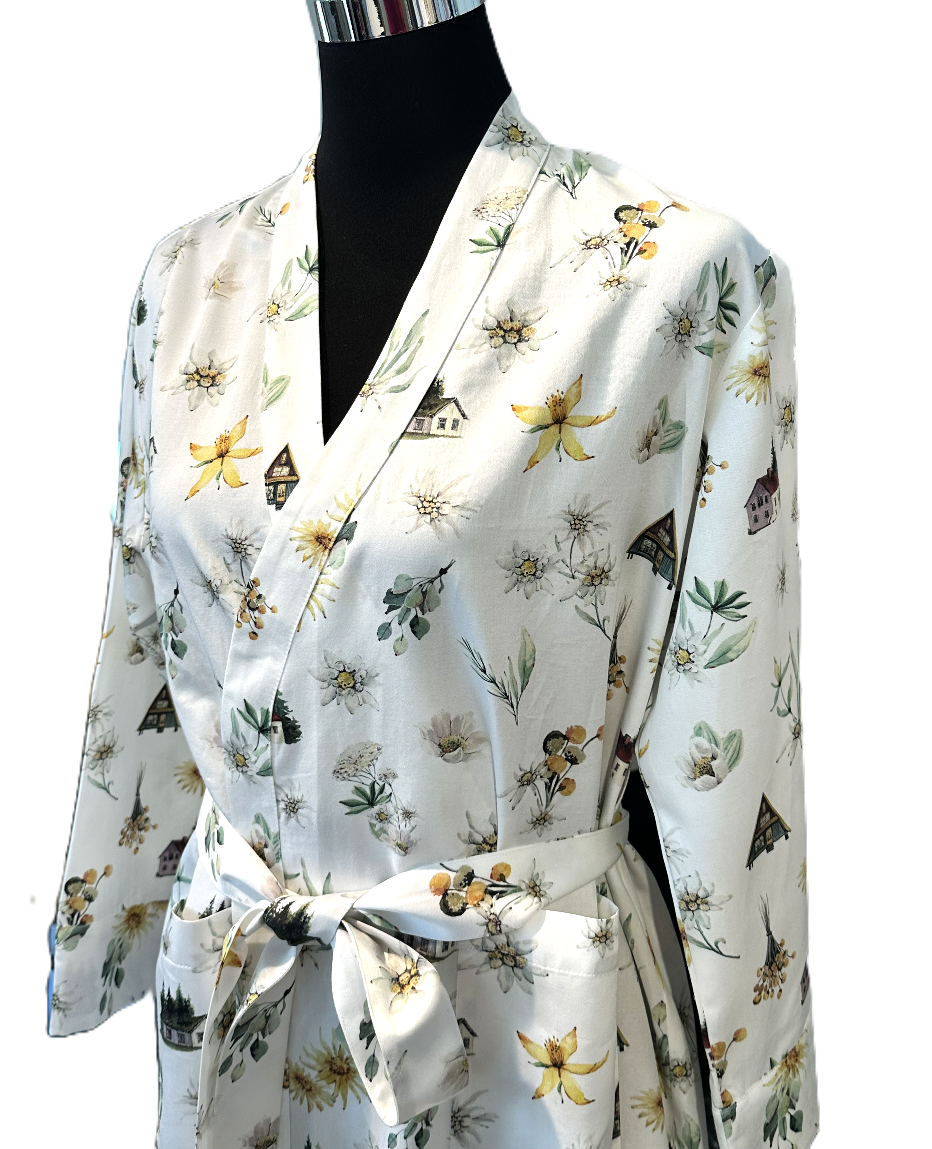 NEU! Satin Kimono Edelweiss 100% mercerisierte Baumwolle Satin 300 TC