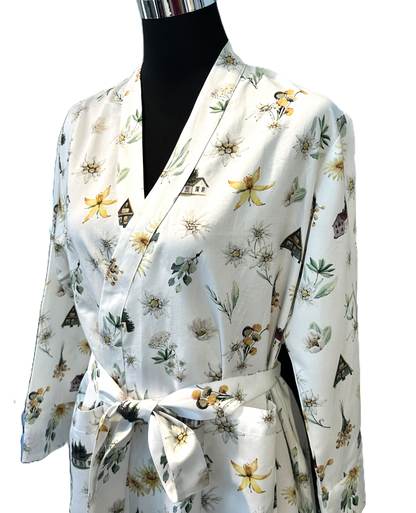 NEU! Satin Kimono Edelweiss 100% mercerisierte Baumwolle Satin 300 TC