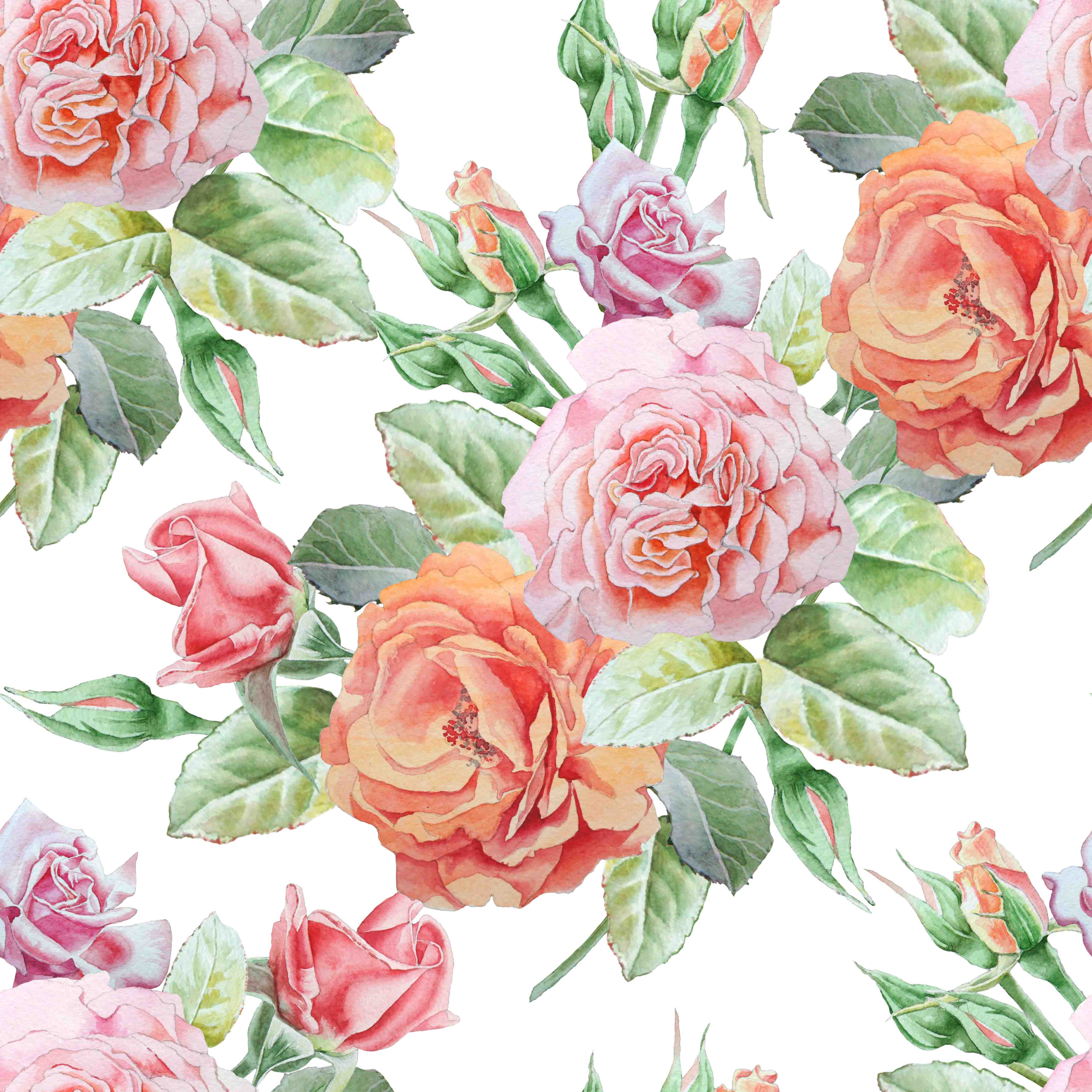 Meterware – 100 % Baumwolle Satin, floral (300 TC)