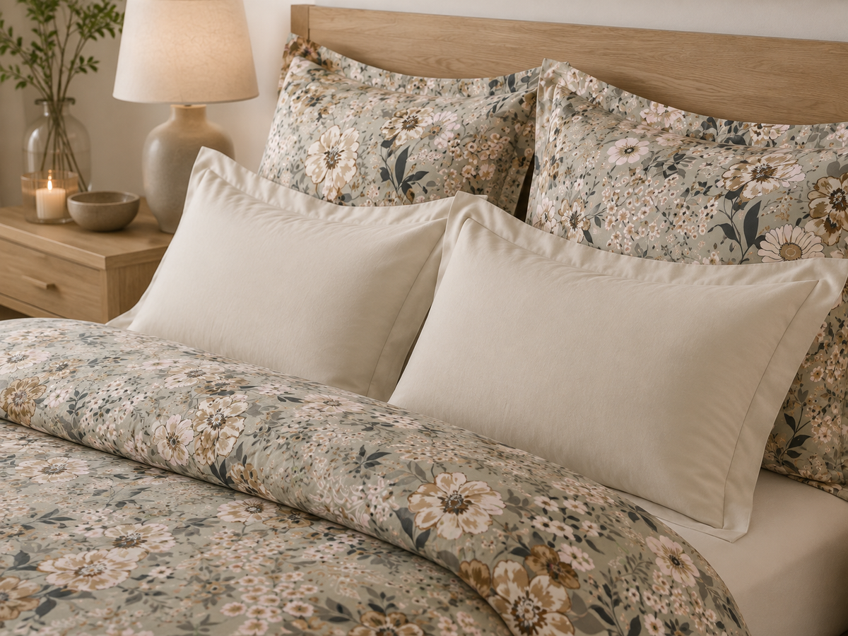 NEW! Bed linen set English Rose 100% mercerized cotton satin 300 TC easy-iron
