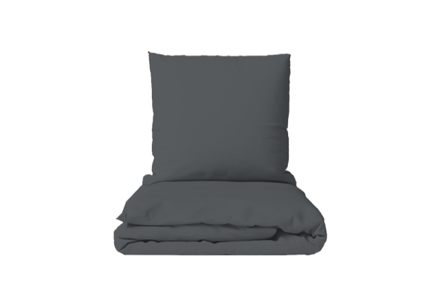 Bed linen set plain anthracite with decorative stitching 100% mercerized cotton satin 300 TC easy iron
