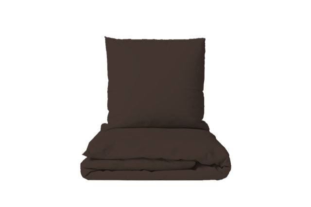 Bed linen set Uni Chocolate with decorative stitching 100% mercerized cotton satin 300 TC easy iron
