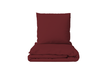 Bed linen set Uni Rooibos with decorative stitching 100% mercerized cotton satin 300 TC easy iron
