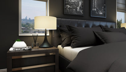 Bettwäsche Set Nero Uni 100% mercerisierte Baumwolle Satin 300 TC bügelleicht