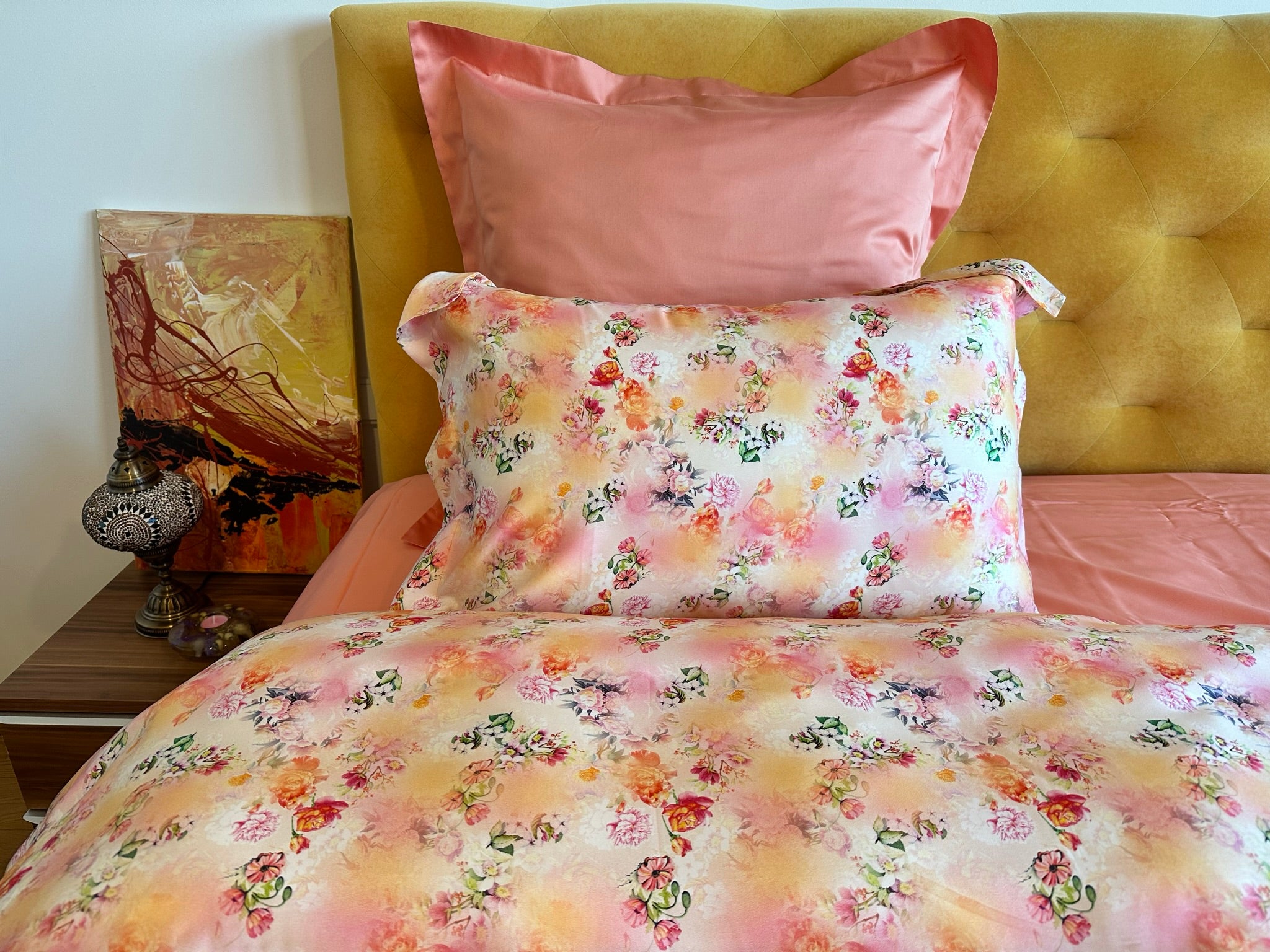 Bettwäsche Set Monet Peach 100% Lyocell Satin 250 TC