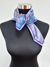 Load image into Gallery viewer, Silk scarf with purple lilac made from 100% mulberry silk
