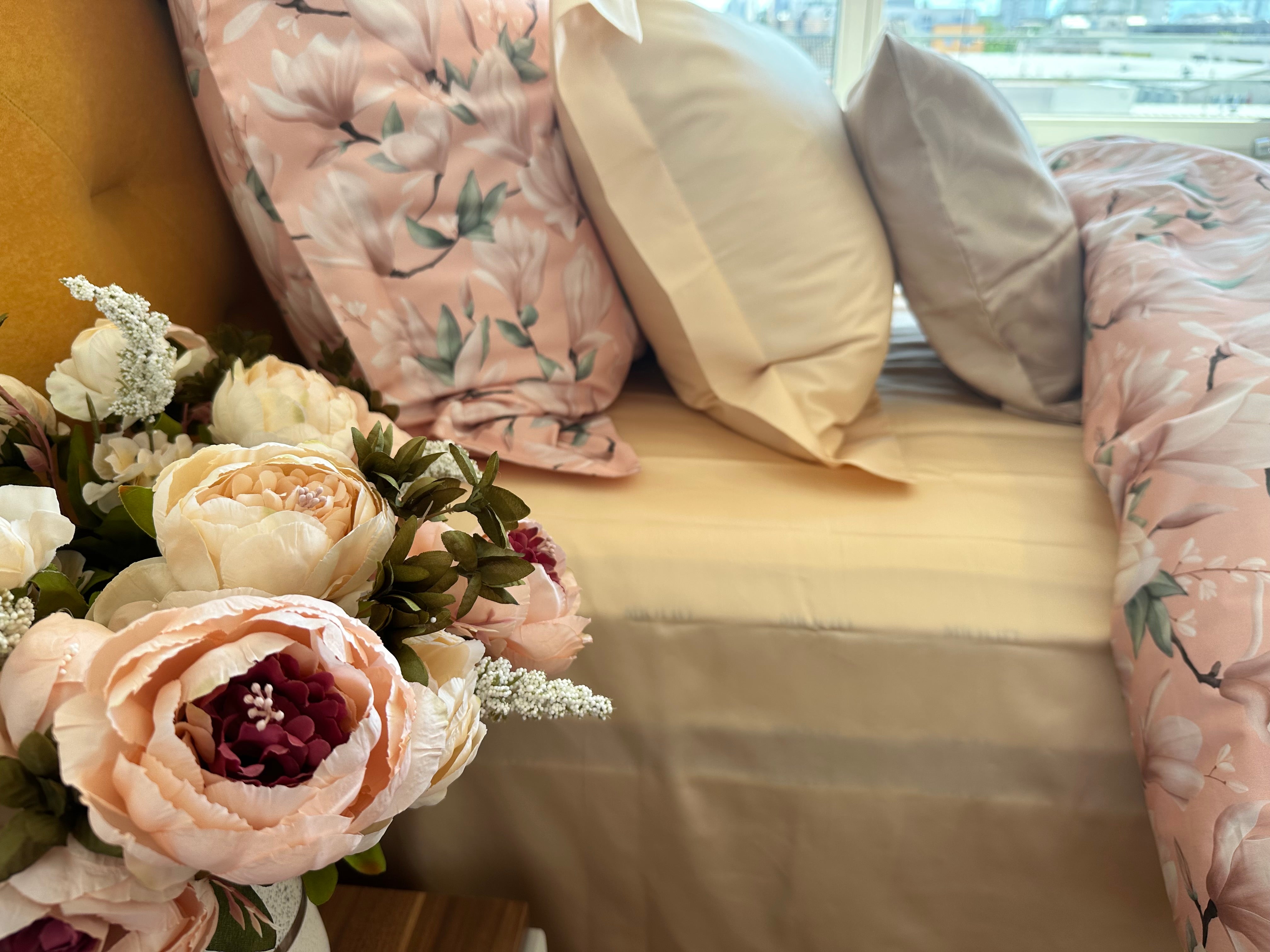 <transcy>Satin bedding set Clay Peony 100% mercerized cotton satin 300 TC easy iron</transcy>