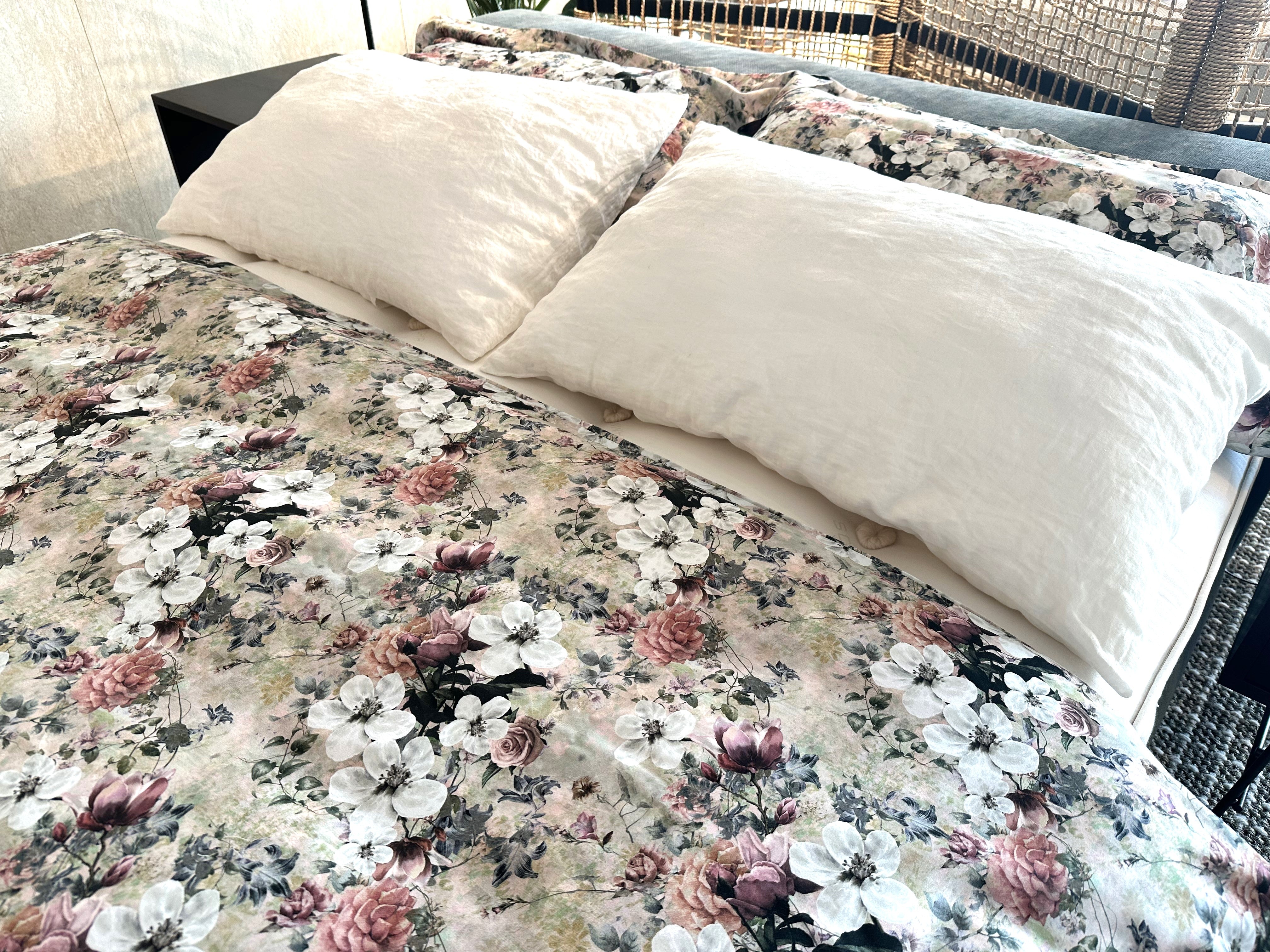 Bettwäsche Set Magnolia Pink 100% mercerisierte Baumwolle Satin 300 TC bügelleicht