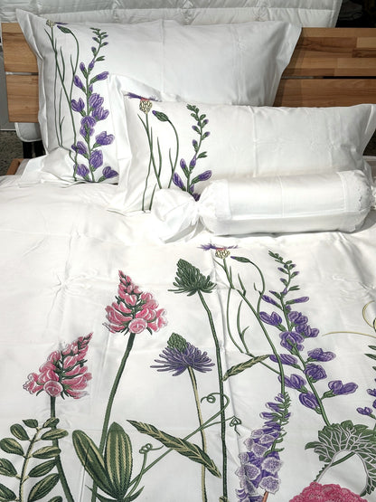 Bettwäsche Set Meadow pink 100% mercerisierte Baumwolle Satin 300 TC bügelleicht