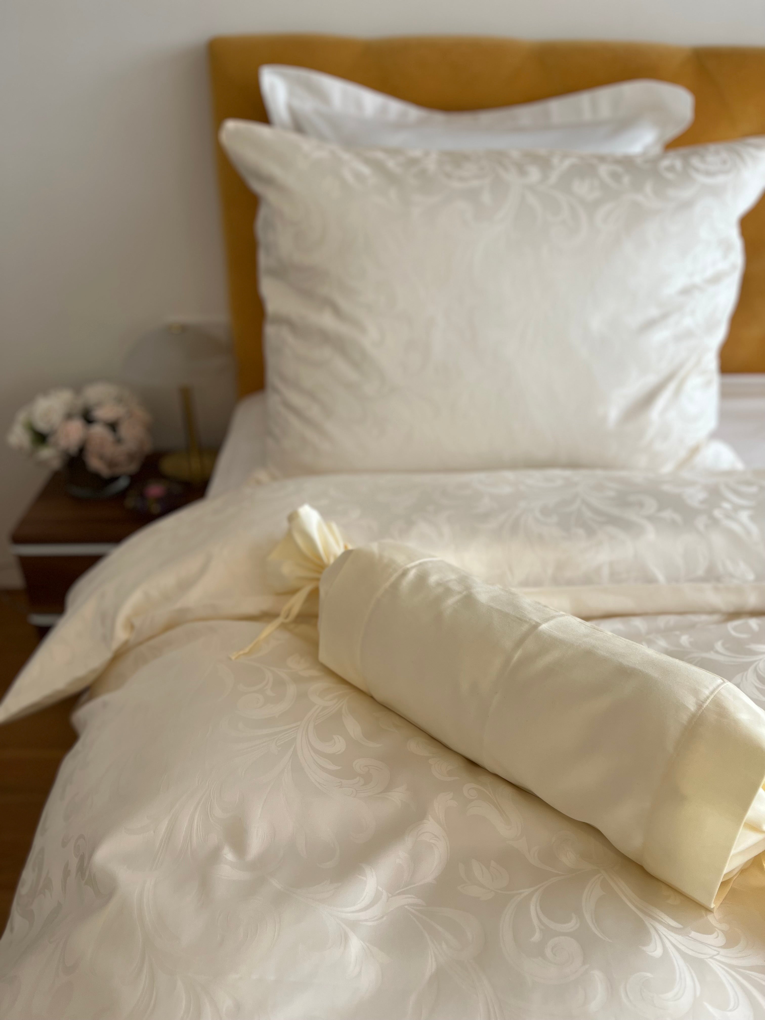 Damast Bettwäsche Set Isabella Creme 100% Baumwolle 600 TC
