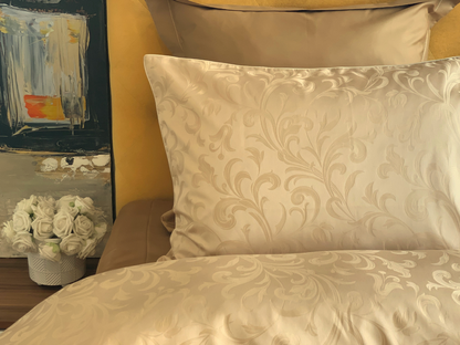 Damast Bettwäsche Set Isabella Gold 100% Baumwolle 600 TC
