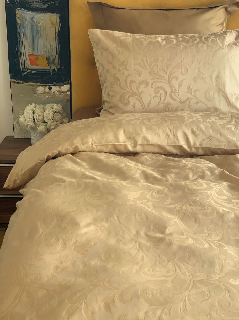 Damast Bettwäsche Set Isabella Gold 100% Baumwolle 600 TC