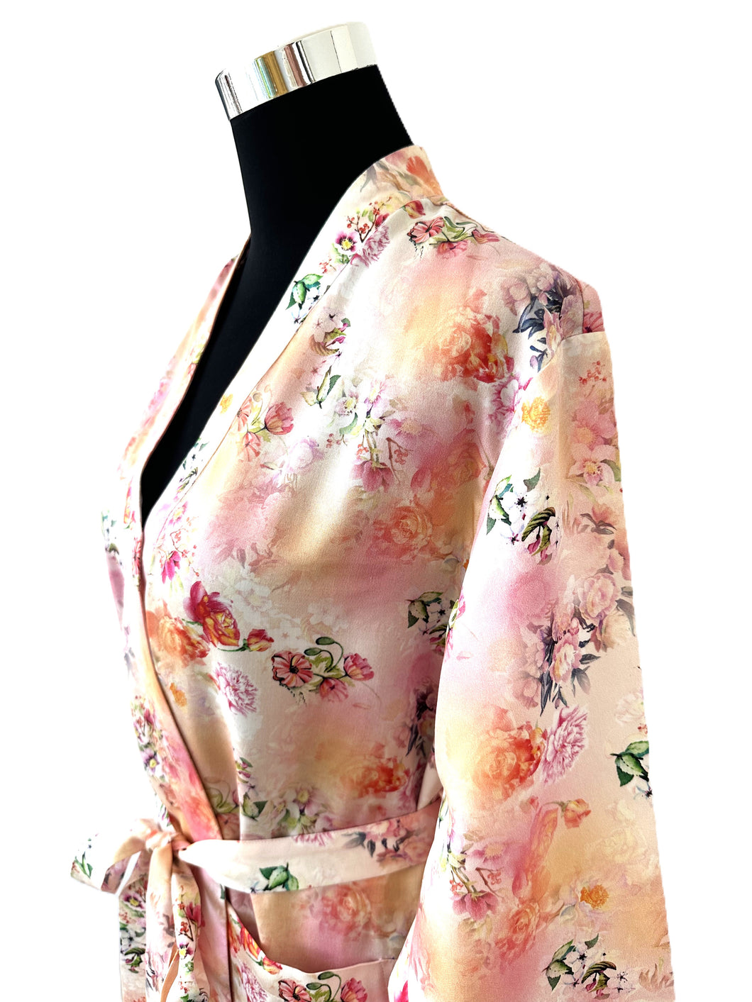 Kimono Monet Peach, 100% Tencel Satin