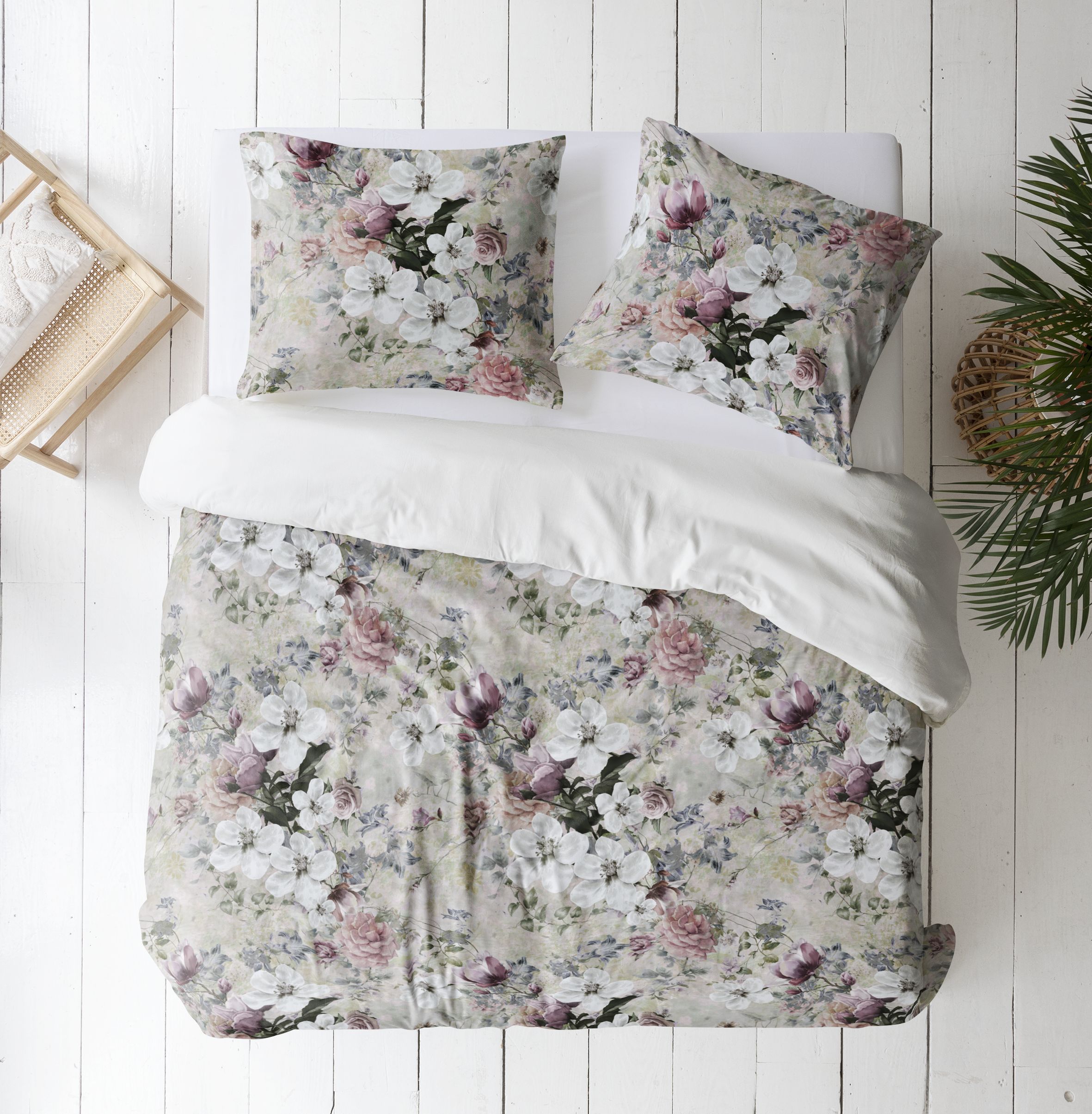 Bettwäsche Set Magnolia Pink 100% mercerisierte Baumwolle Satin 300 TC bügelleicht