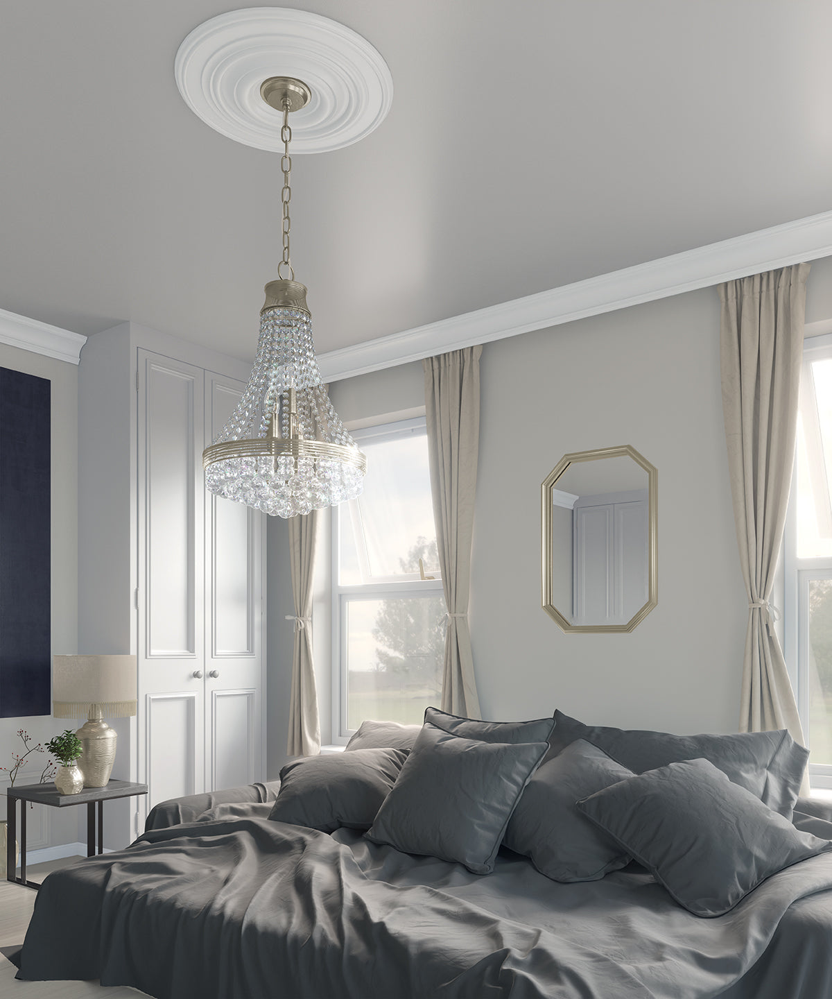 Bed linen set plain anthracite with decorative stitching 100% mercerized cotton satin 300 TC easy iron