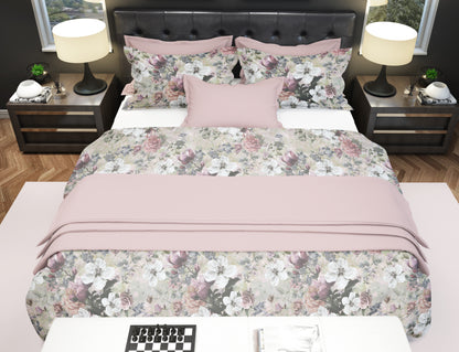 Bettwäsche Set Magnolia Pink 100% mercerisierte Baumwolle Satin 300 TC bügelleicht