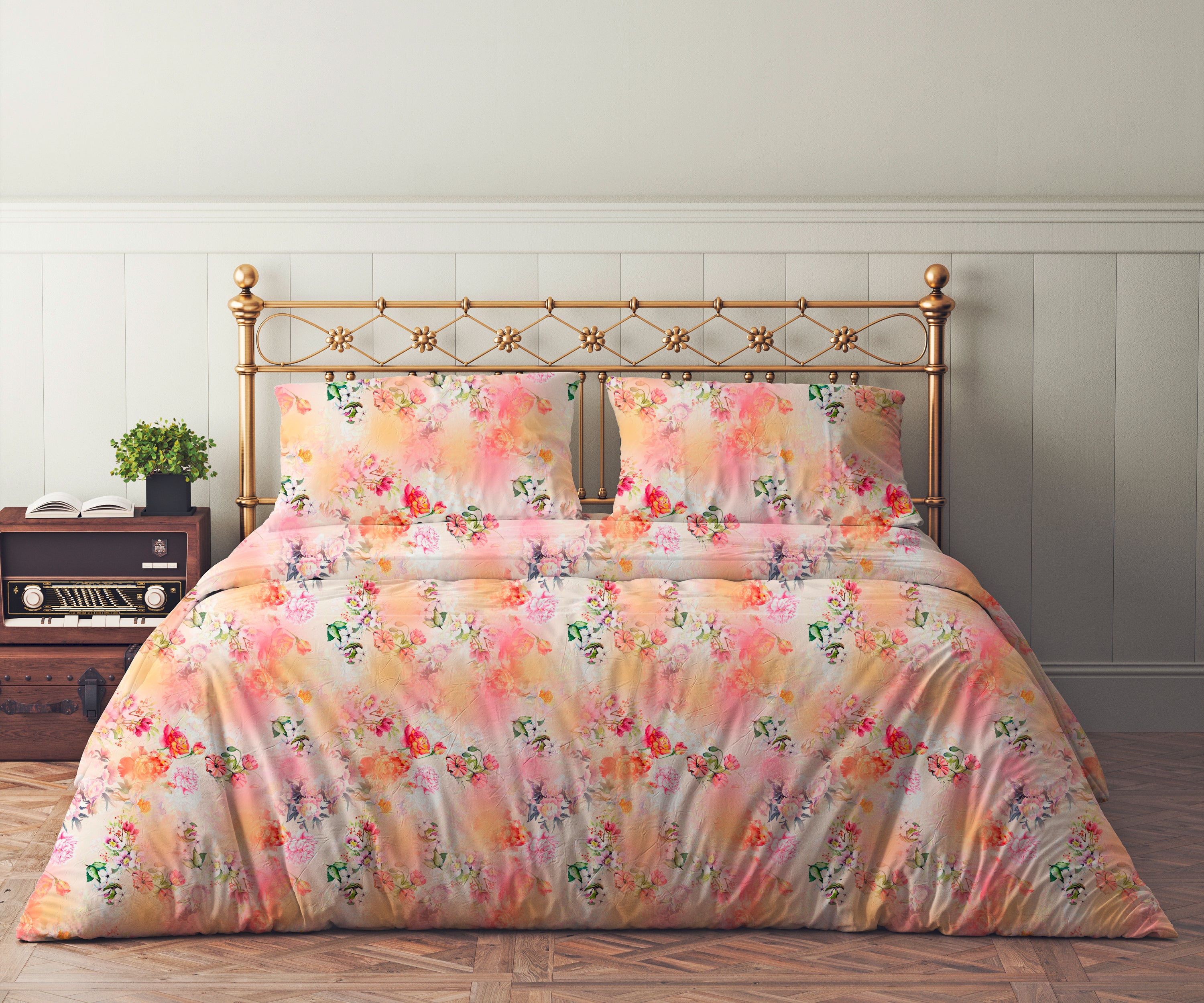 Bettwäsche Set Monet Peach 100% Lyocell Satin 250 TC