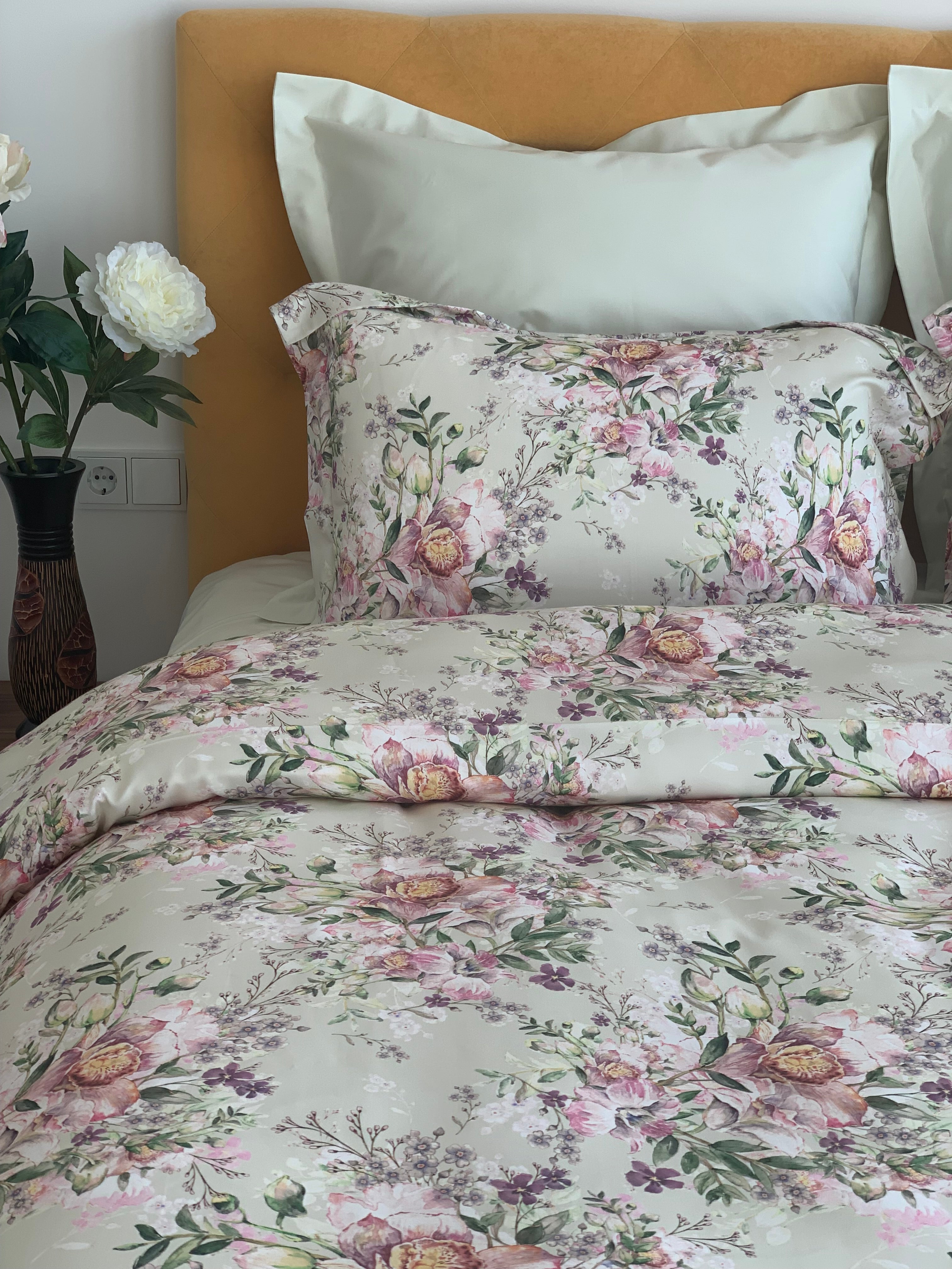 Bettwäsche Set Monet Green 100% Lyocell Satin 250 TC
