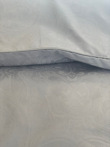 Damast Bettwäsche Set Paisley Silver 100% Baumwolle 700 TC