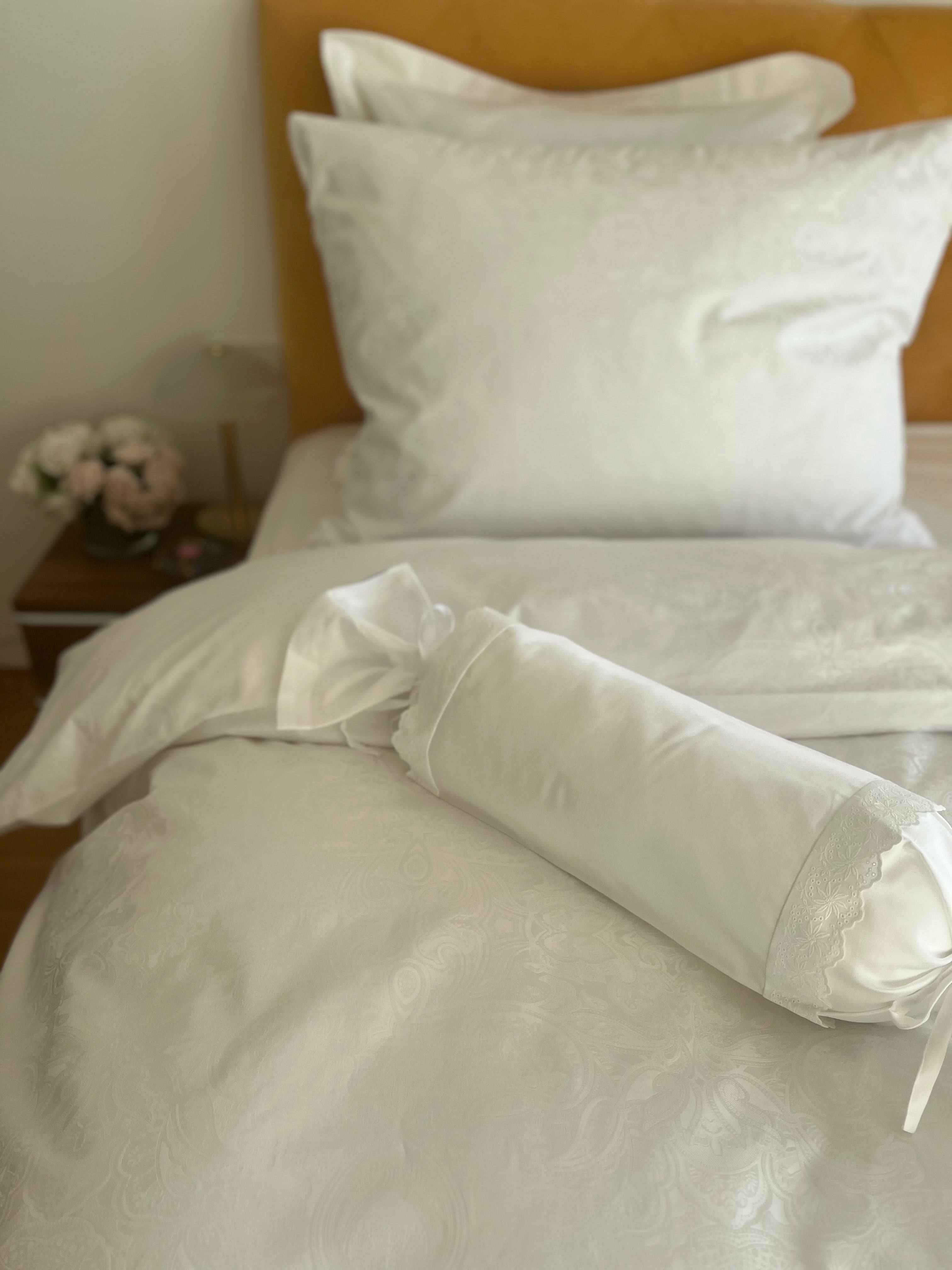 Damast Bettwäsche Set Paisley White 100% Baumwolle 700 TC