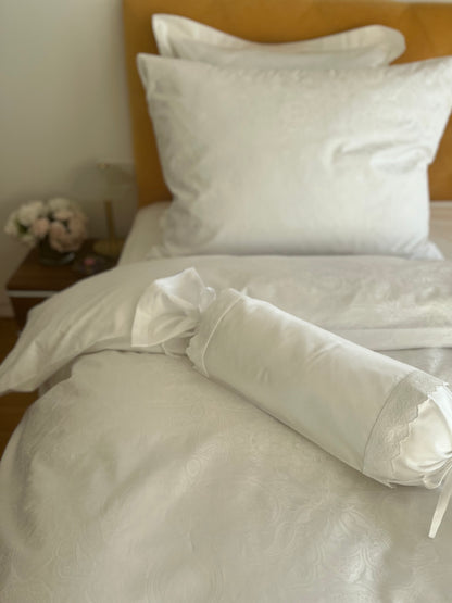Damast Bettwäsche Set Paisley White 100% Baumwolle 700 TC