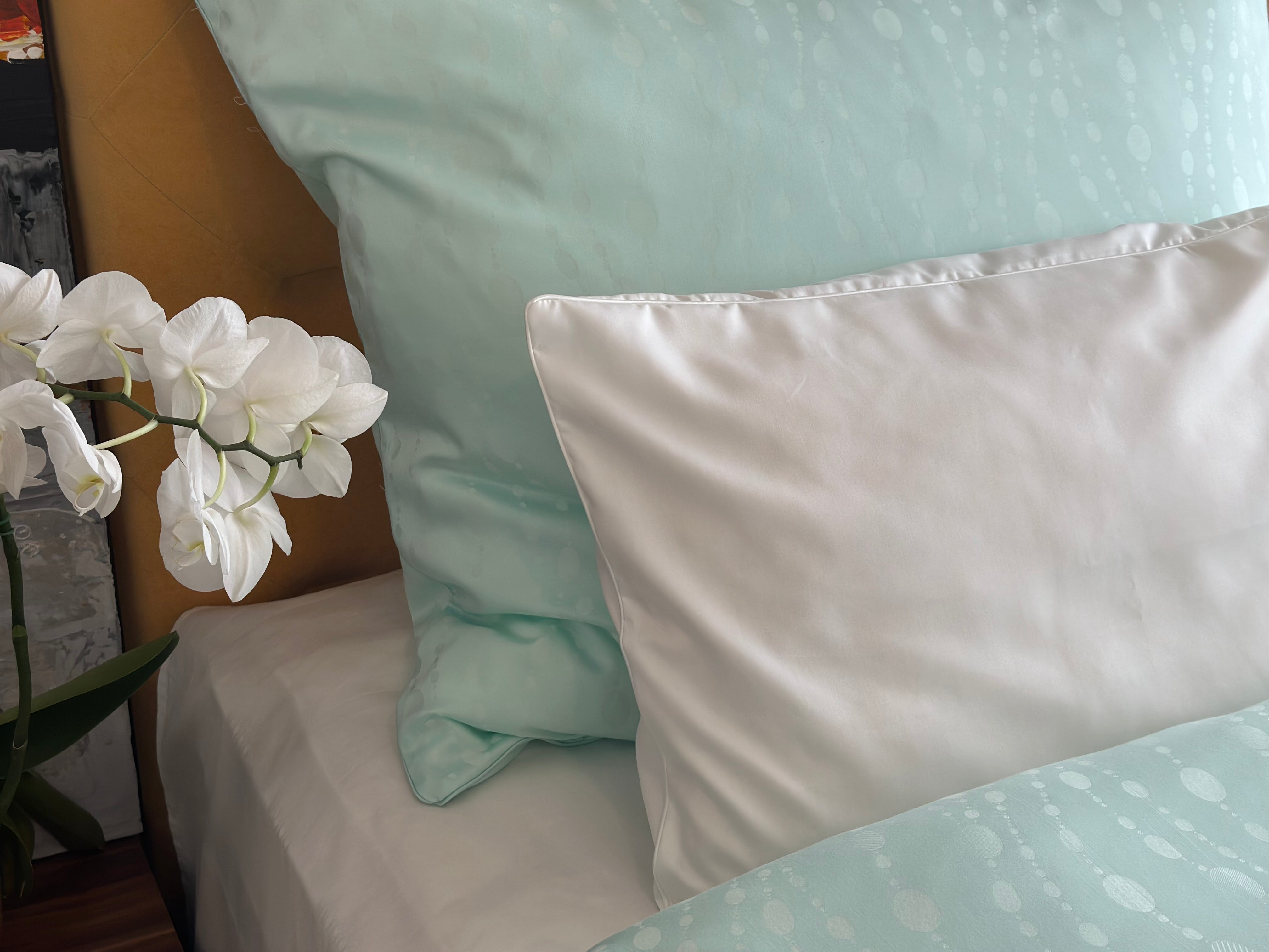 Damast go-green Bettwäsche Set Pearl Mint 50% Baumwolle 50% Lyocell bügelleicht