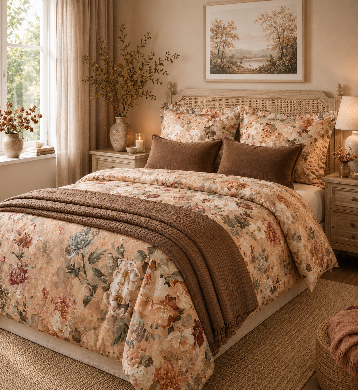 NEW! Bed linen set English Rose 100% mercerized cotton satin 300 TC easy-iron