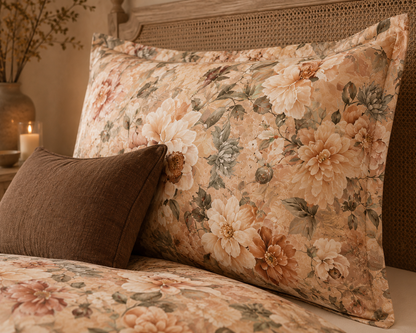 NEW! Bed linen set English Rose 100% mercerized cotton satin 300 TC easy-iron