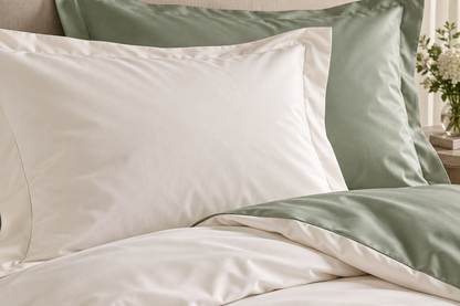 NEU! Bettwäsche Set Twist White/Salvia 100% mercerisierte Baumwolle Satin 300 TC