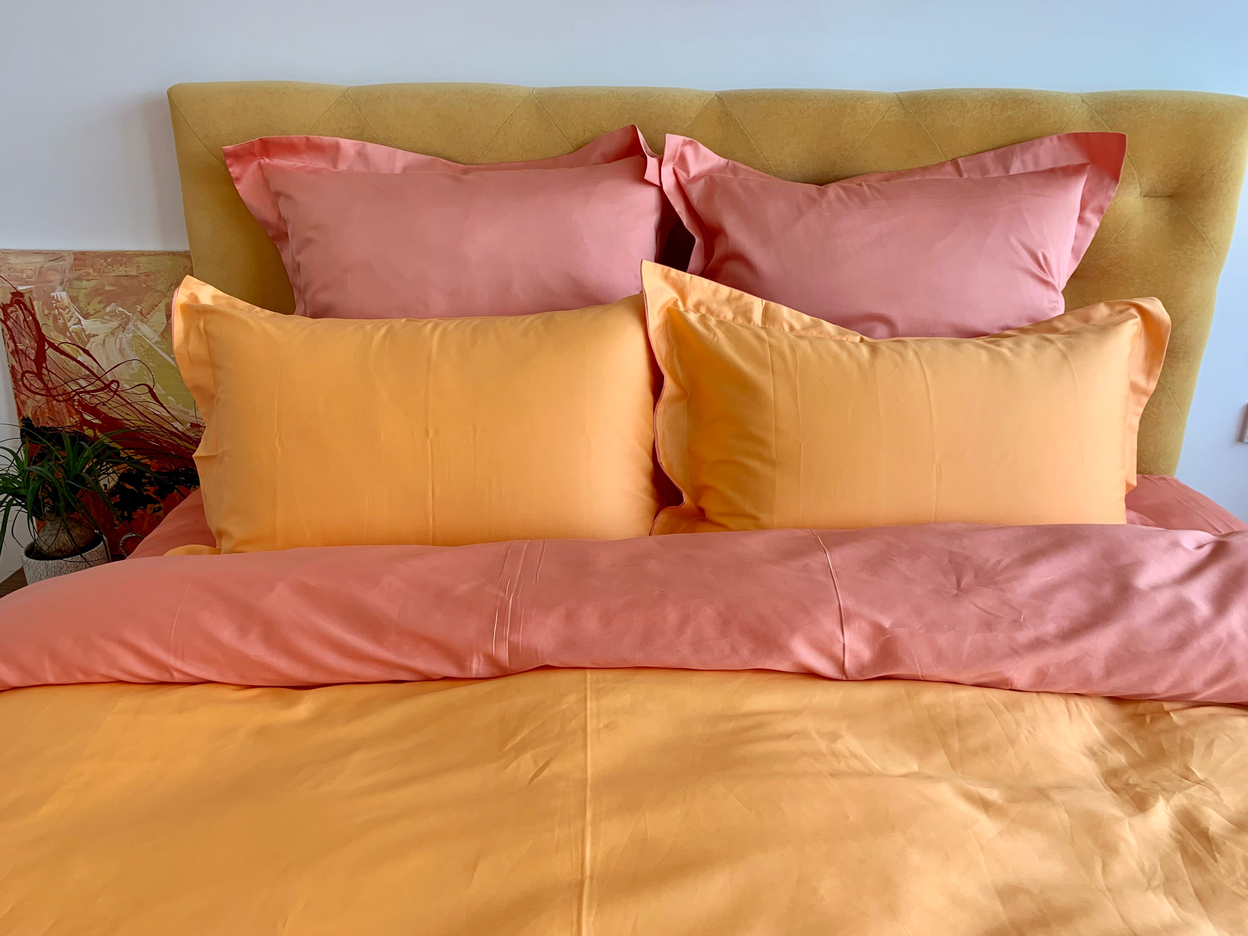 Bettwäsche Set Twist Peach 100% mercerisierte Baumwolle Satin 300 TC bügelleicht