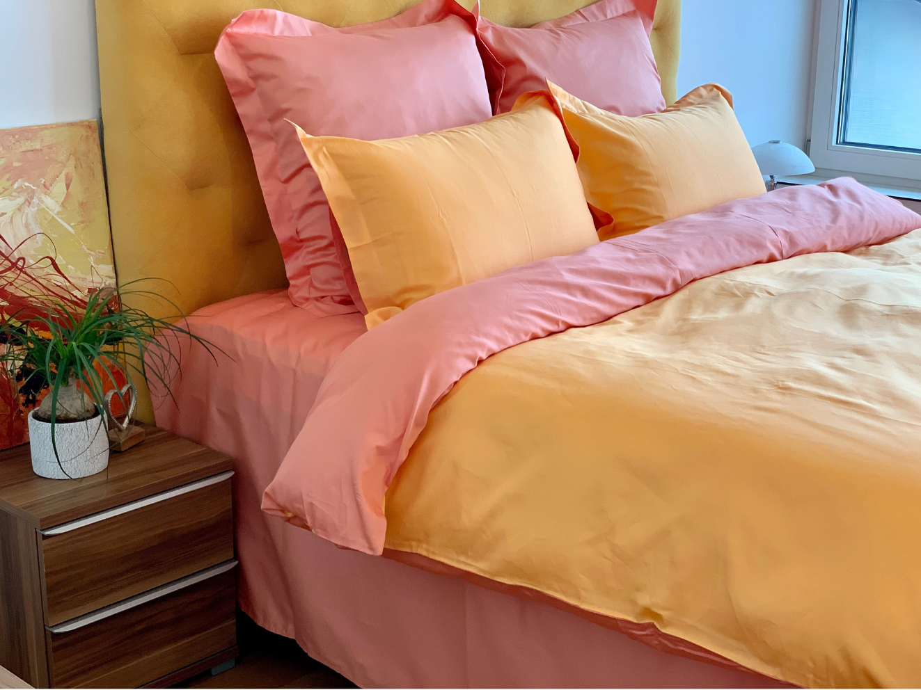 Bettwäsche Set Twist Peach 100% mercerisierte Baumwolle Satin 300 TC bügelleicht