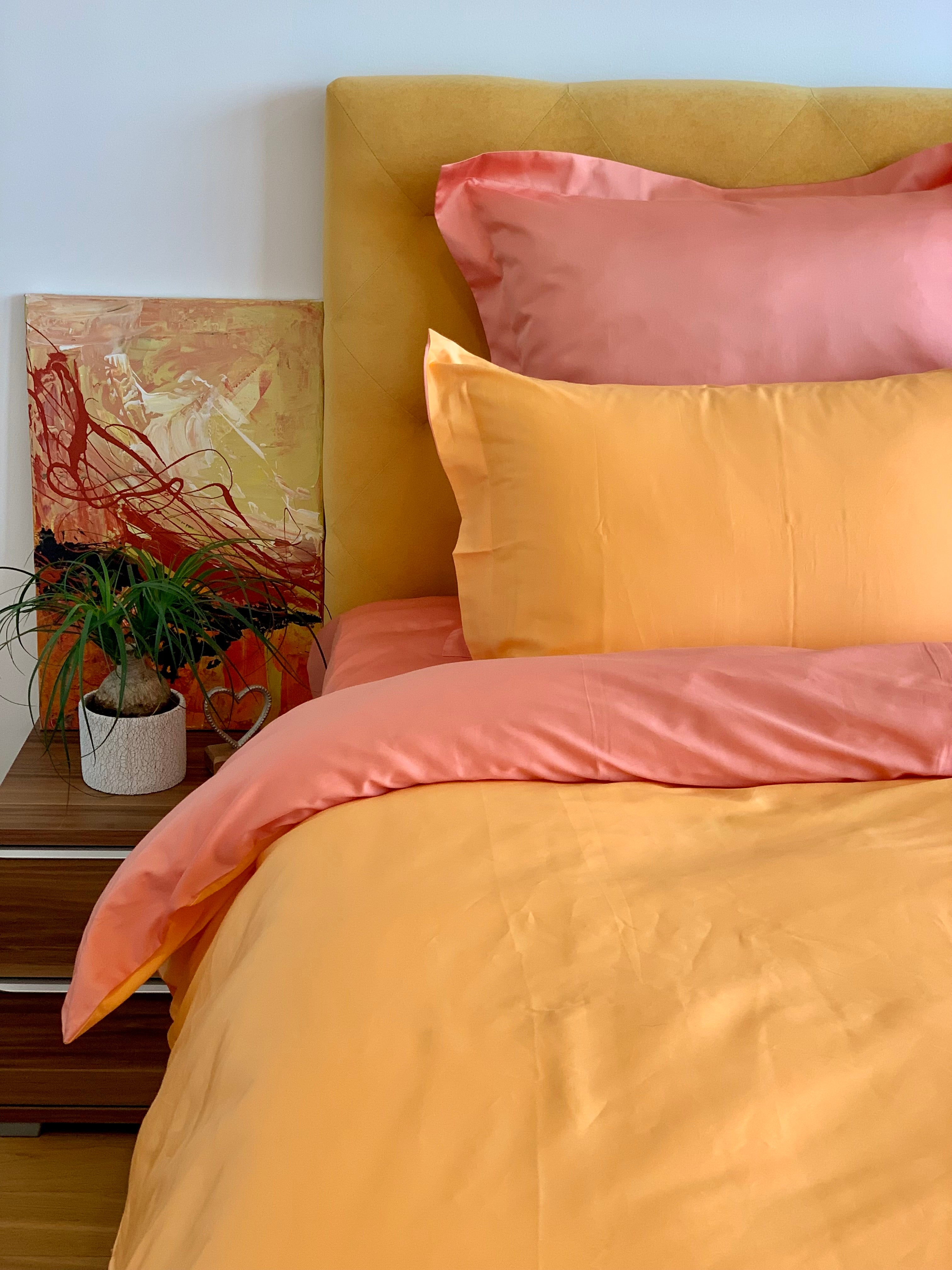 Bettwäsche Set Twist Peach 100% mercerisierte Baumwolle Satin 300 TC bügelleicht