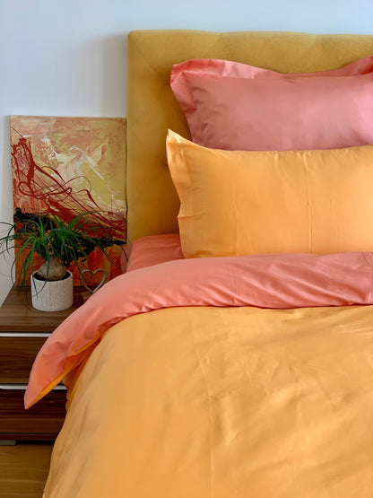 Bettwäsche Set Twist Peach 100% mercerisierte Baumwolle Satin 300 TC bügelleicht